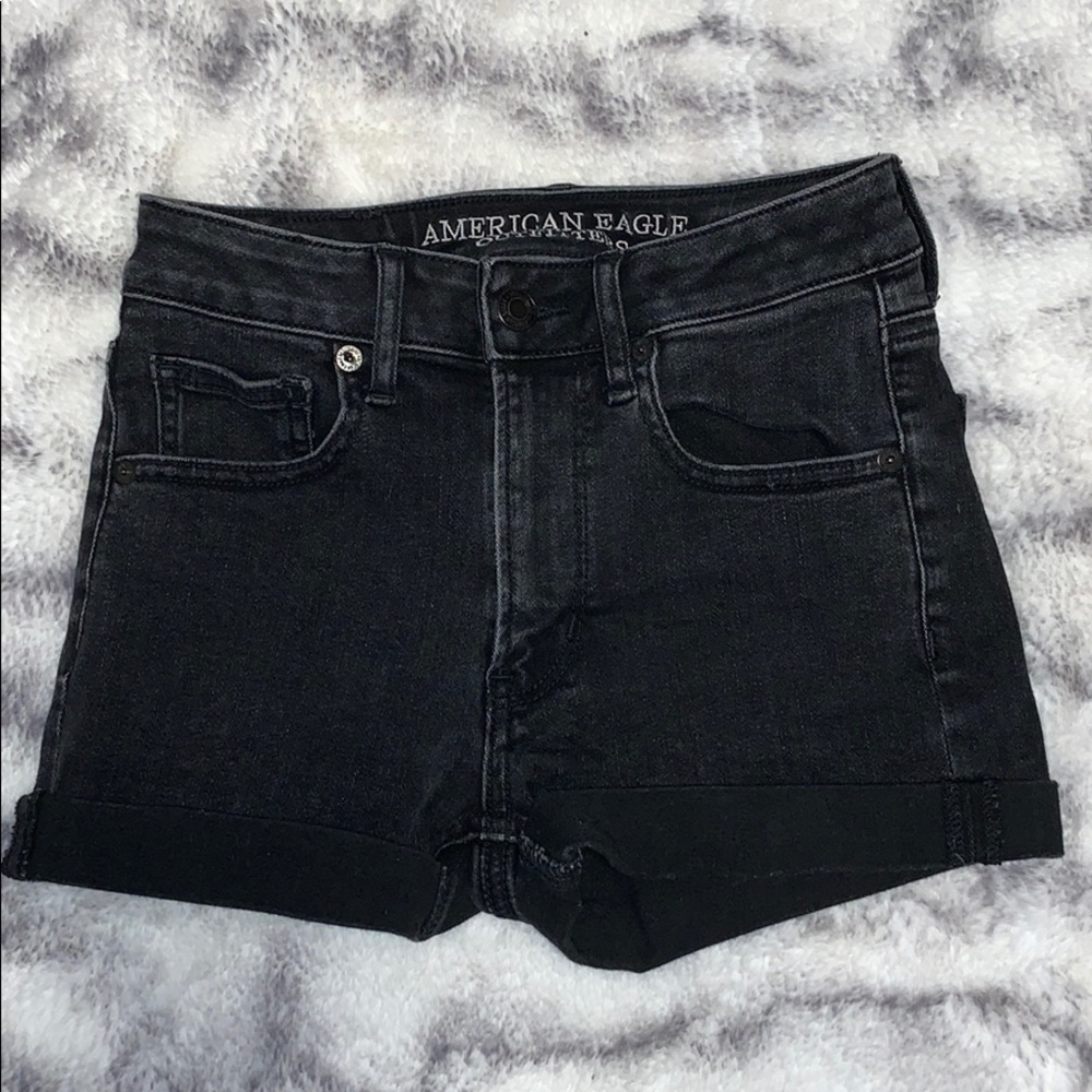 american eagle black high rise jean shorts